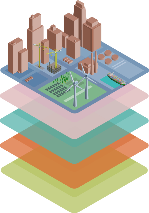 Digital twin illustration showing connected industrial operations and operational intelligence